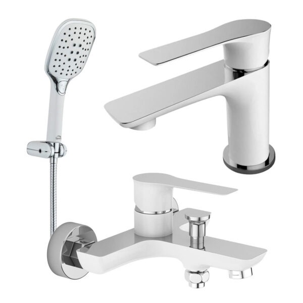 cada-lavoar-minikit-2 Set baterii baie CasaBlanca Level alb-crom: baterie lavoar, baterie cadă și set duș