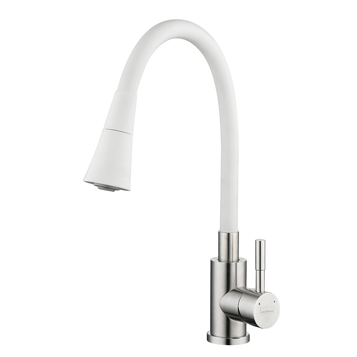 Baterie bucătărie din inox cu pipă flexibilă CasaBlanca Tulip alb