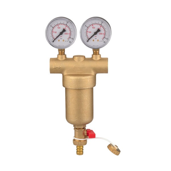 Filtru_autocuratare_IVAR_FI00 Filtru autocurățare IVAR FI 00 1/2″ 100 μm cu manometre și robinet de golire